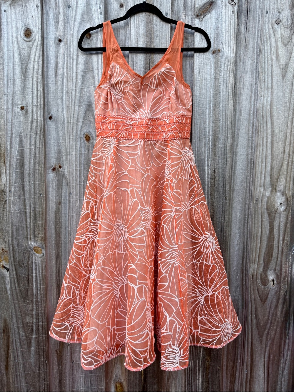 Anthropologie Moulinette Soeurs Calendula Orange Embroidered Organza Dress 4 - Picture 2 of 13